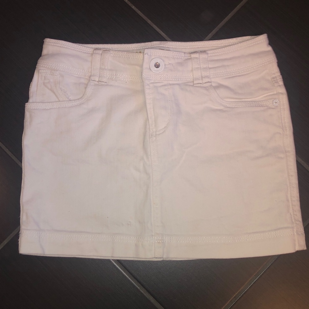 Like New White Denim Mini Skirt (Size 1) with Sparkle Details